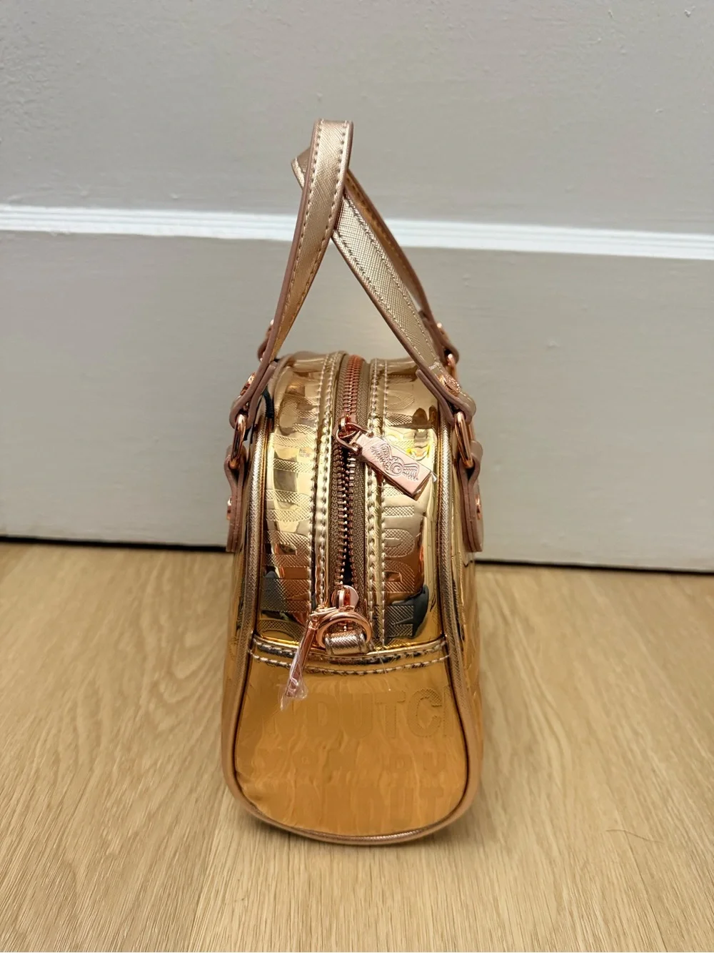 Von Dutch Metallic Rose Gold Mini Dome Satchel